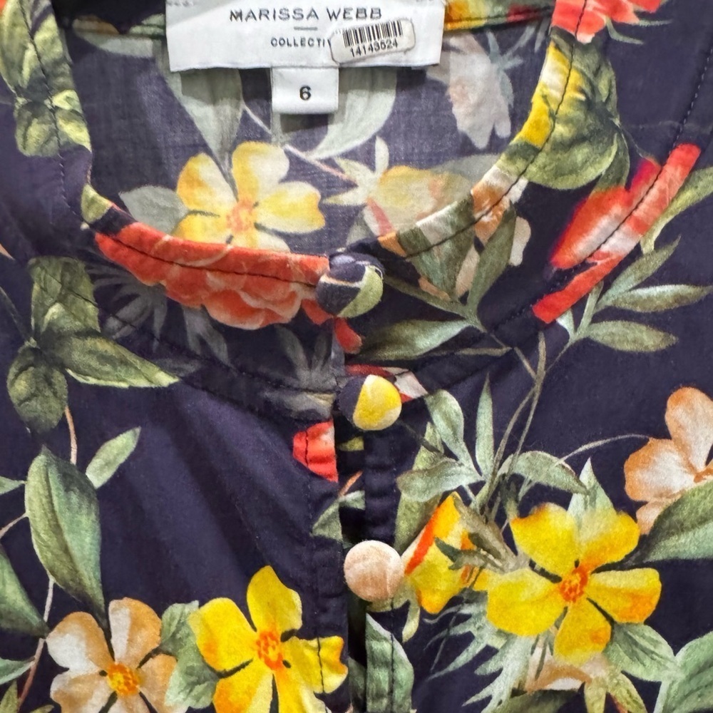 Marissa Webb Puff Sleeve Floral Crop Top size 6 $219 - Picture 5 of 6